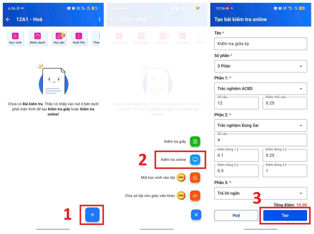 Tạo bài kiểm tra online